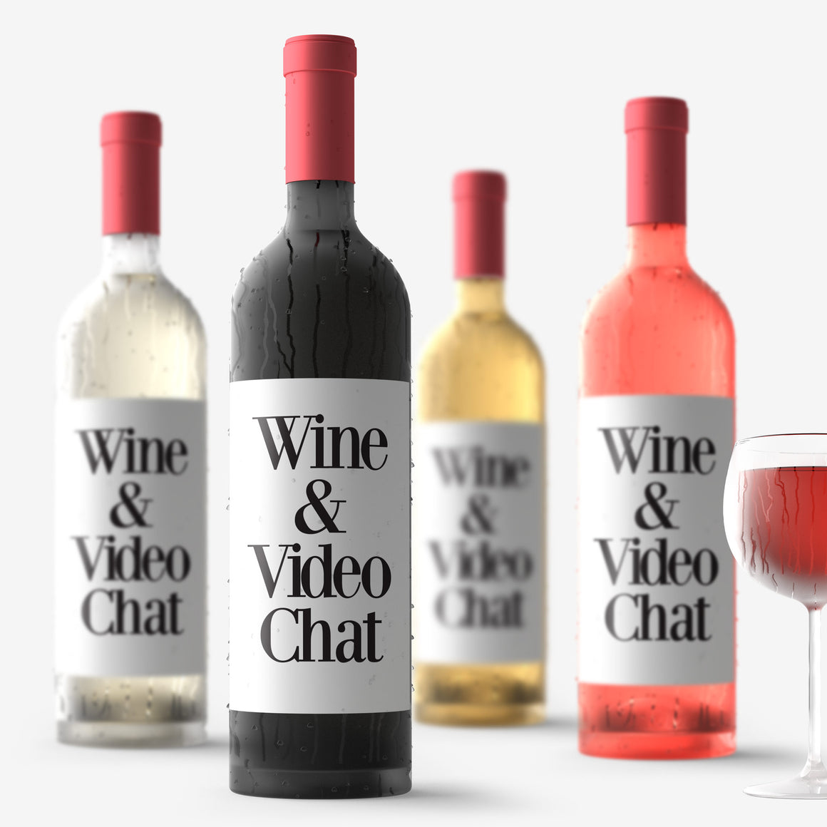 Wine And Video Chat Wine Labels - 4 Pack