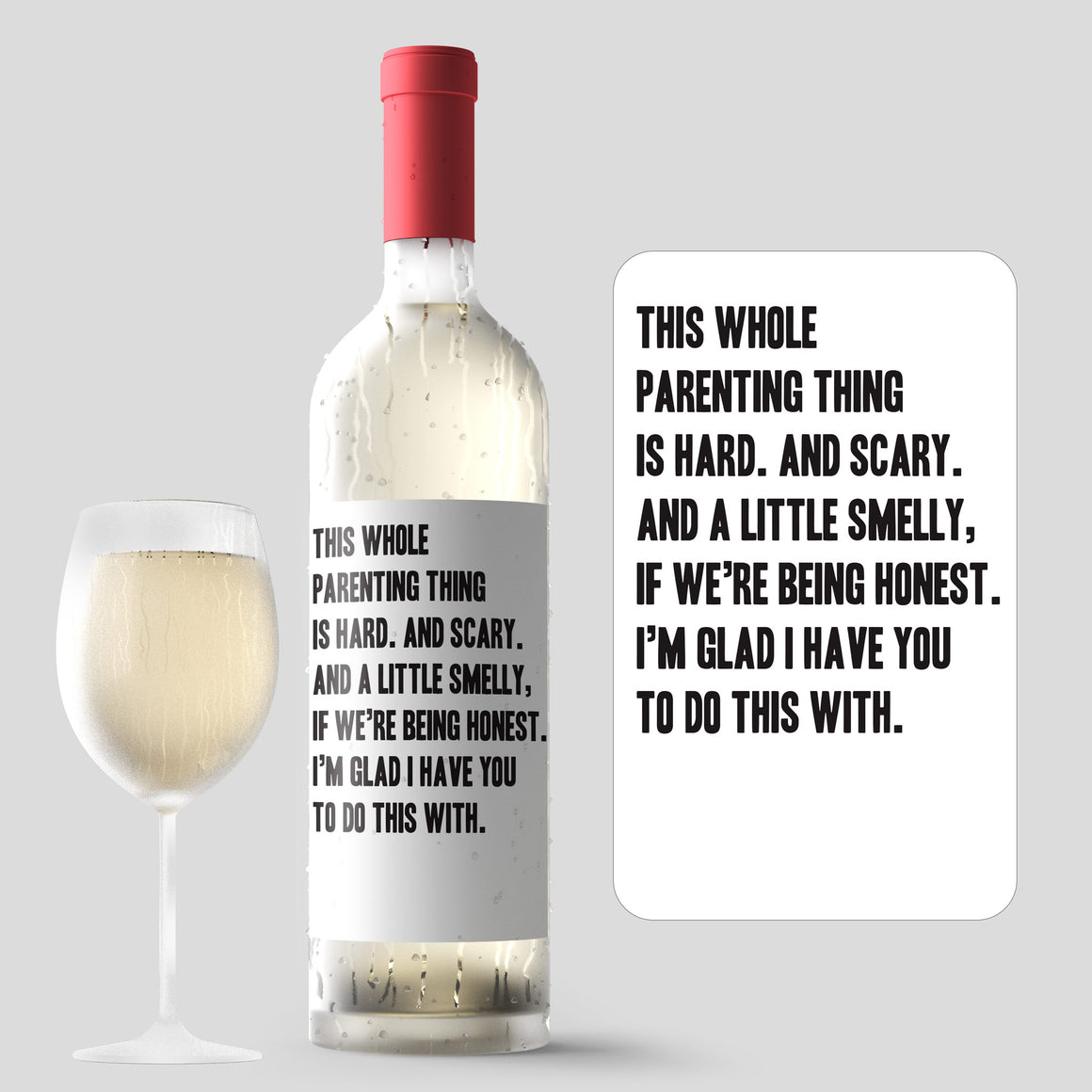 Funny Parenting Is Hard Mother's Day Wine Label + Card