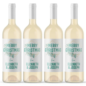 Personalized Merry Christmas Wine Labels - 4 Pack