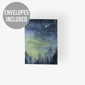 Moody Wintry Forest Scene Greeting Cards - w/ Envelopes