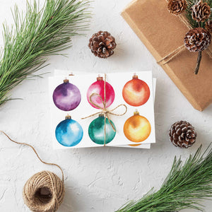 24 Modern Colorful Christmas Ornament Greeting Cards w/ Envelopes