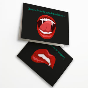 24 Vampire Fangs Merry Christmas Cards + Envelopes