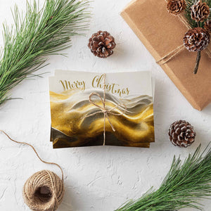24 Magical Modern Gold Glitter Merry Christmas Cards + Envelope