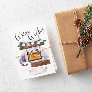 Warm Wishes by the Fire Holiday Cards w/ Envelopes