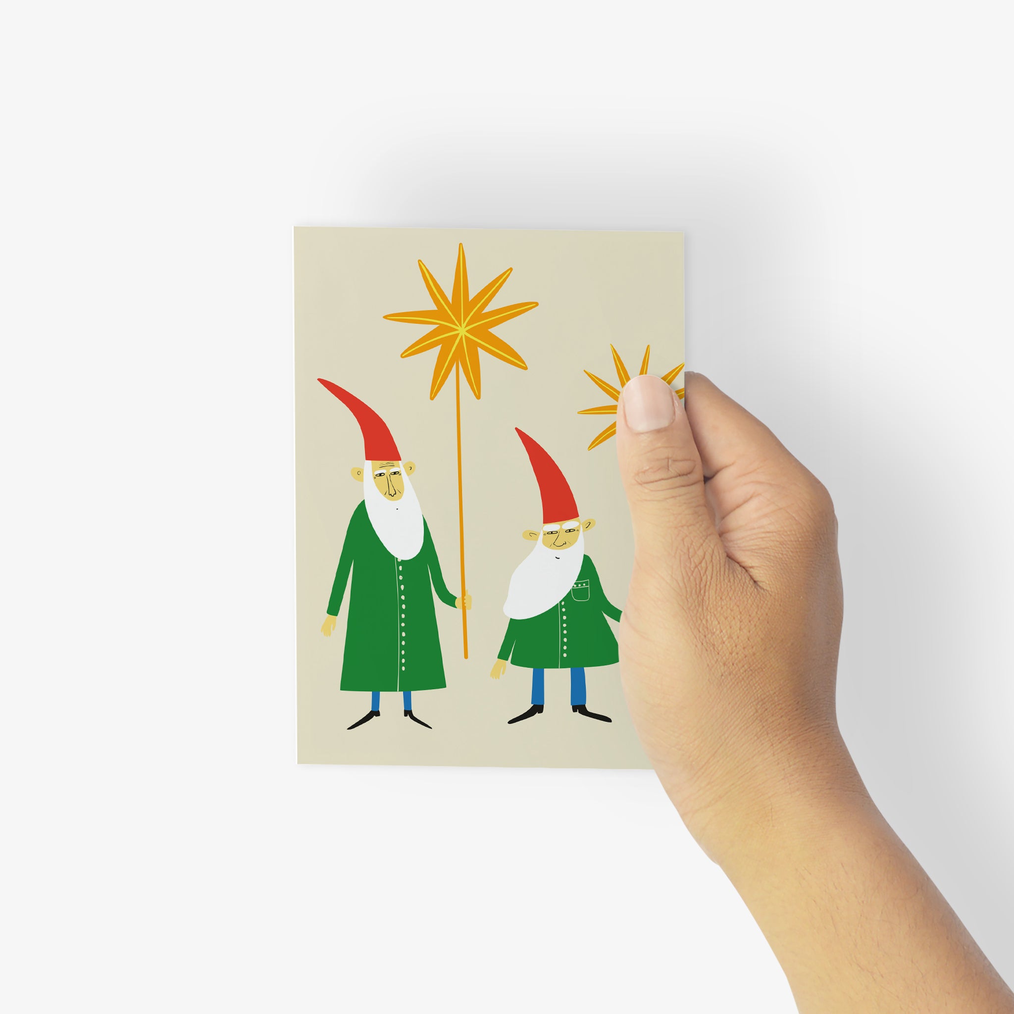 24 Retro Christmas Elf Greeting Cards in 4 Funny Cartoon Illustrations + Envelopes