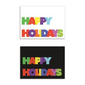 24 Colorful & Bold Happy Holidays Greeting Cards + Envelopes