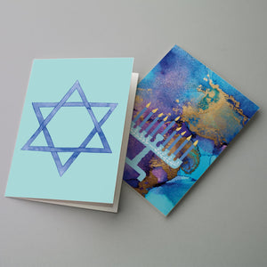 24 Modern Mixed Variety Pack of Happy Chanukah Cards + Envelopes