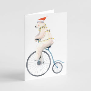 Whimsical Winter Polar Bear Christmas Cards Set of 24 w/ Envelopes