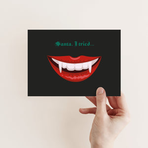 24 Vampire Fangs Merry Christmas Cards + Envelopes