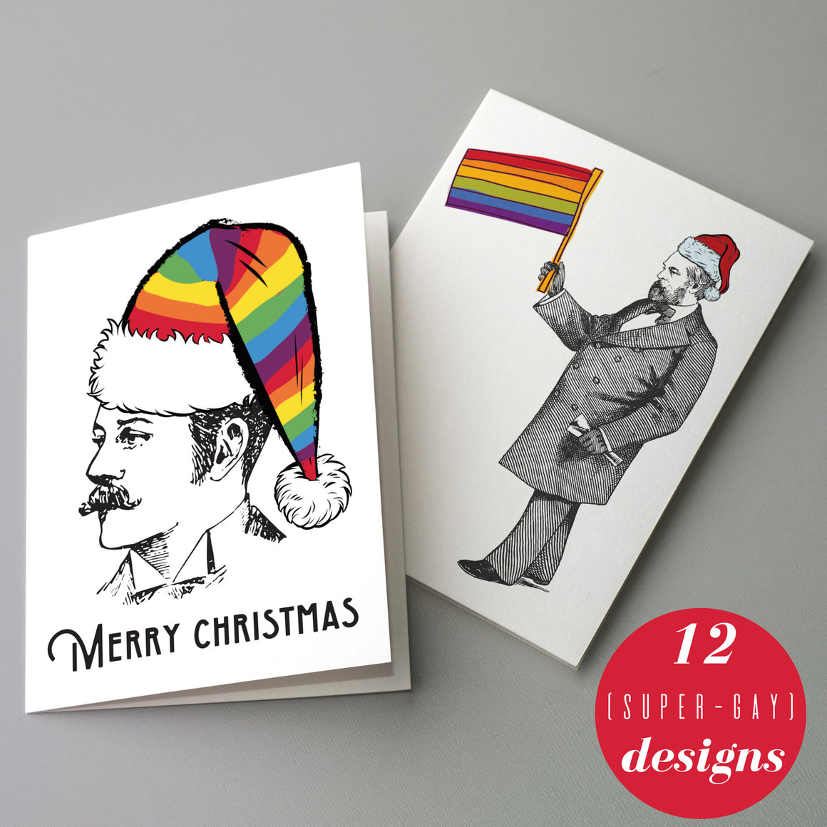 LGBT Holiday Cards Gay Pride Christmas Greetings - 24 Pack