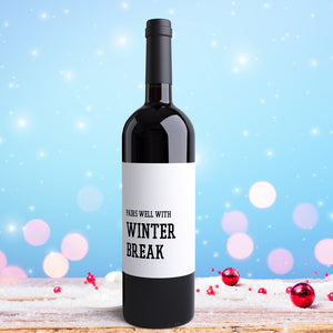 Pairs Well With Winter Break School Teacher Gift Wine Labels - 4 Pack