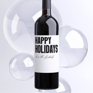 Custom Happy Holidays Wine Labels - 4 Pack