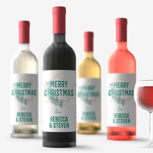 Personalized Merry Christmas Wine Labels - 4 Pack