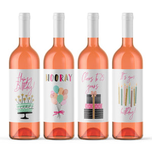 25th Birthday Party Wine Labels - 4 Pack