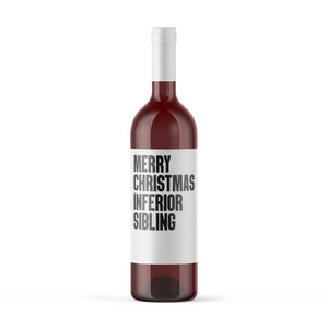 Merry Christmas Inferior Sibling Wine Label