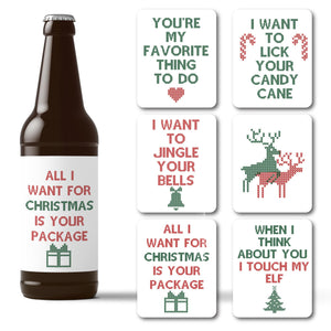 Naughty Christmas Beer Labels for Him - 6 Pack