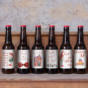 Festive Holiday Beer Labels - 6 Pack