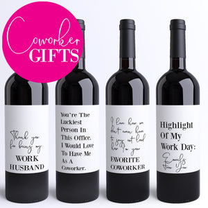 8 Funny Coworker Gifts Coworker Wine Bottle Labels Colleague Card Alternative Printed Peel & Stick Wine Stickers Office Rude Humor Gift 9198