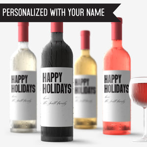 Custom Happy Holidays Wine Labels - 4 Pack