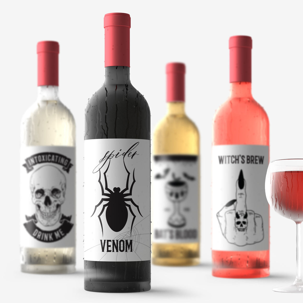 Halloween Party Wine Labels - 4 Pack