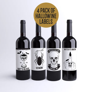 Halloween Party Wine Labels - 4 Pack