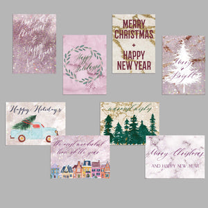 Rose Gold Marble Christmas Cards - 24 Pack