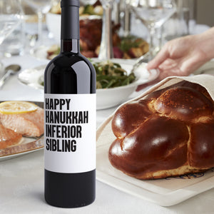 Happy Hanukkah Inferior Sibling Wine Label