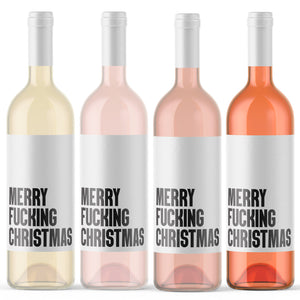 Merry F'n Christmas Wine Labels - 4 Pack