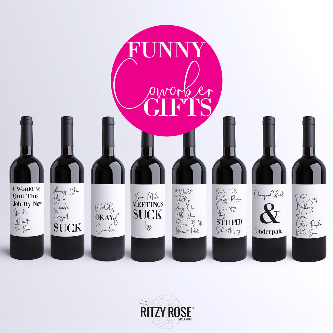 8 Funny Coworker Gifts Coworker Wine Bottle Labels Colleague Card Alternative Printed Peel & Stick Wine Stickers Office Rude Humor Gift 9199