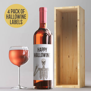 Hallowine Halloween Party Wine Labels - 4 Halloween Party Decor Stickers Happy Hallowine Trick or Treat Party Ideas Wine Bottle Sticker 9279