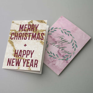 Rose Gold Marble Christmas Cards - 24 Pack