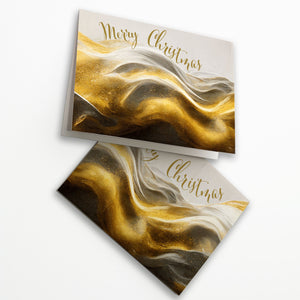 24 Magical Modern Gold Glitter Merry Christmas Cards + Envelope