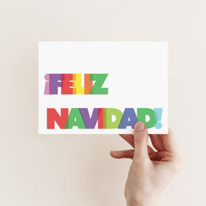 24 Rainbow Feliz Navidad Cards in Block Letters with Envelopes