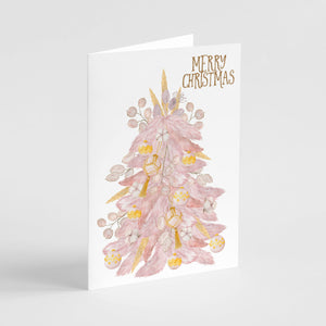 24 Romantic Merry Christmas Cards - 2 Boho Designs in Blush and Beige + Envelopes