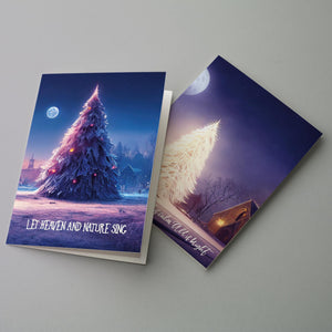 24 Snowy Church Scene Christmas Cards in 4 Glowing Traditional Designs with Envelopes