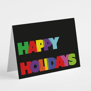 24 Colorful & Bold Happy Holidays Greeting Cards + Envelopes