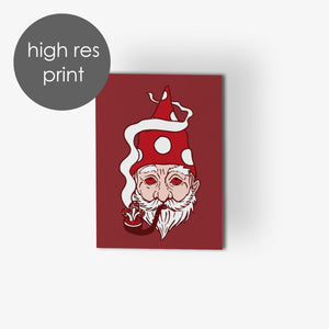 24 Non-Traditional Stoned Tripping Santa Christmas Cards + Envelopes
